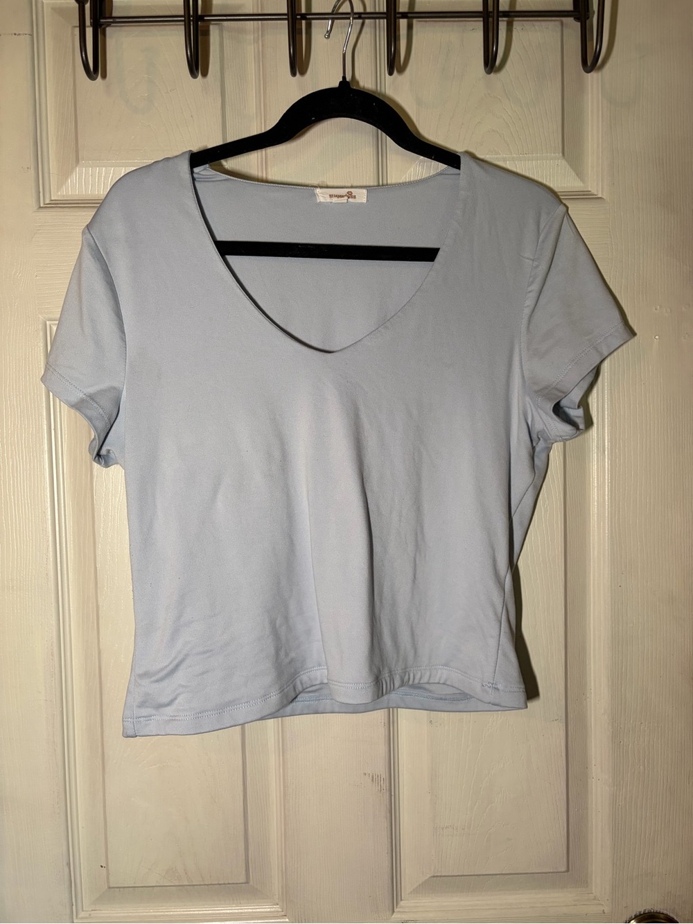 Light Blue V-Neck Women's Top